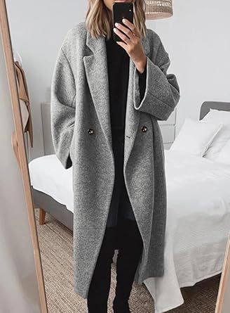 Damen Wollmantel mit strukturiertem Design und oversized Schnitt Drune