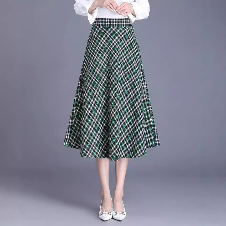 Damen Midirock im eleganten Karo-Design mit schwingendem Schnitt Drune