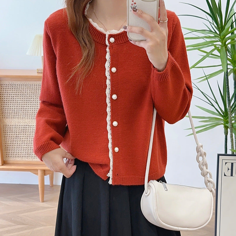Damen feiner Strickcardigan mit dekorativem Knopfverschluss und sanften Rippstrukturen Drune