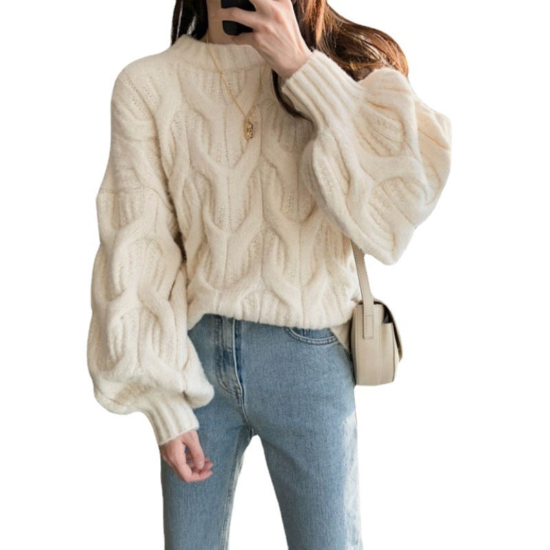 Damen Grobstrickpullover mit eleganten Zopfdesign und lässigem Schnitt Drune