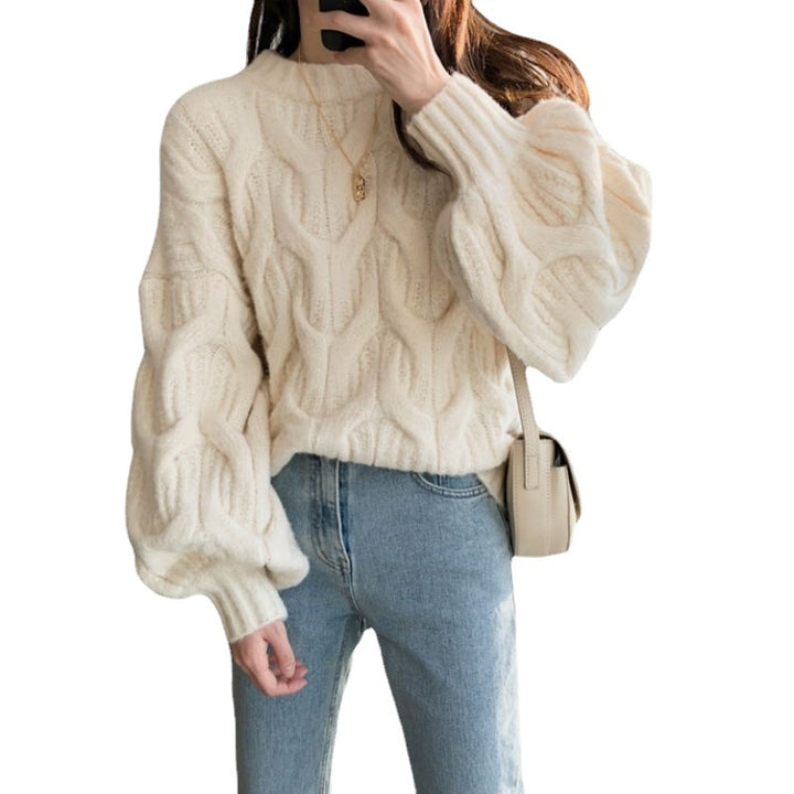 Damen Grobstrickpullover mit eleganten Zopfdesign und lässigem Schnitt Drune