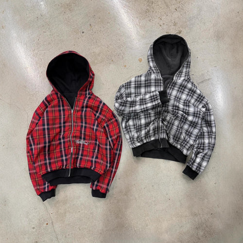 Damen gestreifte Kapuzenjacke mit doppeltem Material Drune