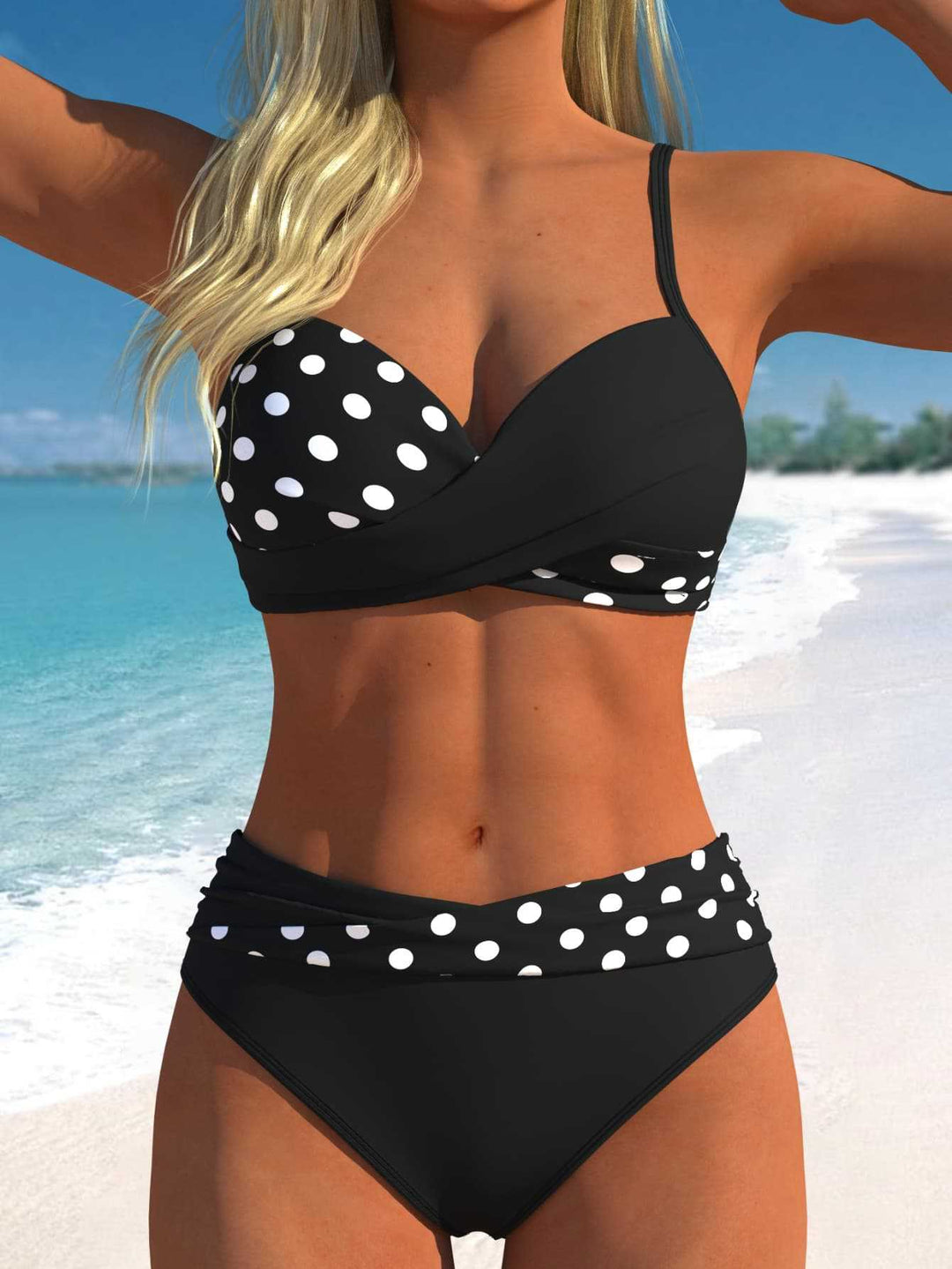 Damen Bikini-Set mit floralem Wickelmuster und bequemen High-Waist-Höschen Drune