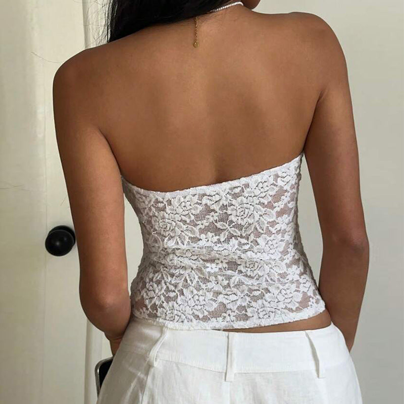 Damen Spitzen Bandeau-Oberteil Drune