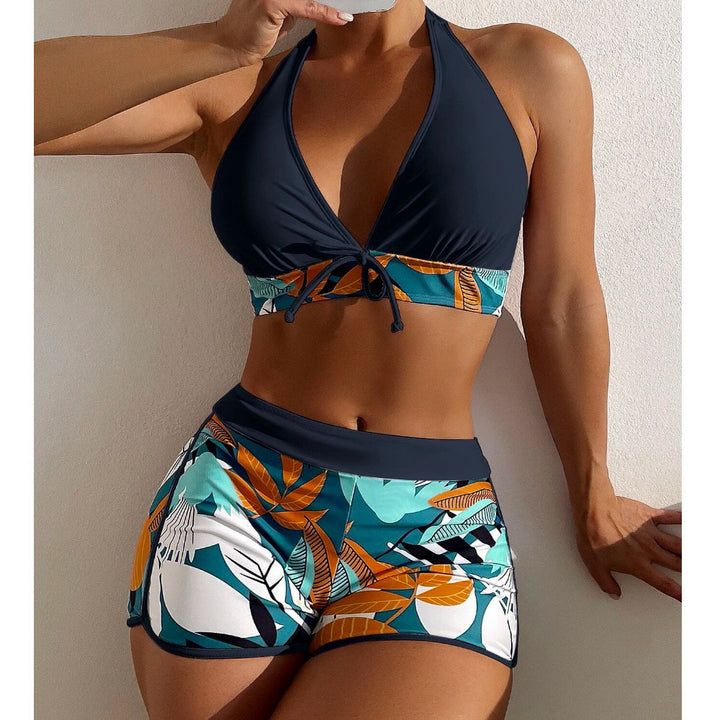 Damen Triangel-Bikini-Set mit hohem Bund und floralem Muster Drune