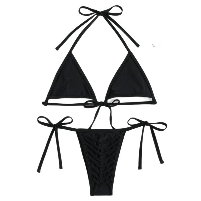 Damen Triangel-Bikini mit dekorativen Bindebändern Drune
