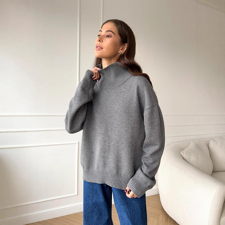 Damen Pullover mit hochschließendem Kragen und lässigem Schnitt Drune
