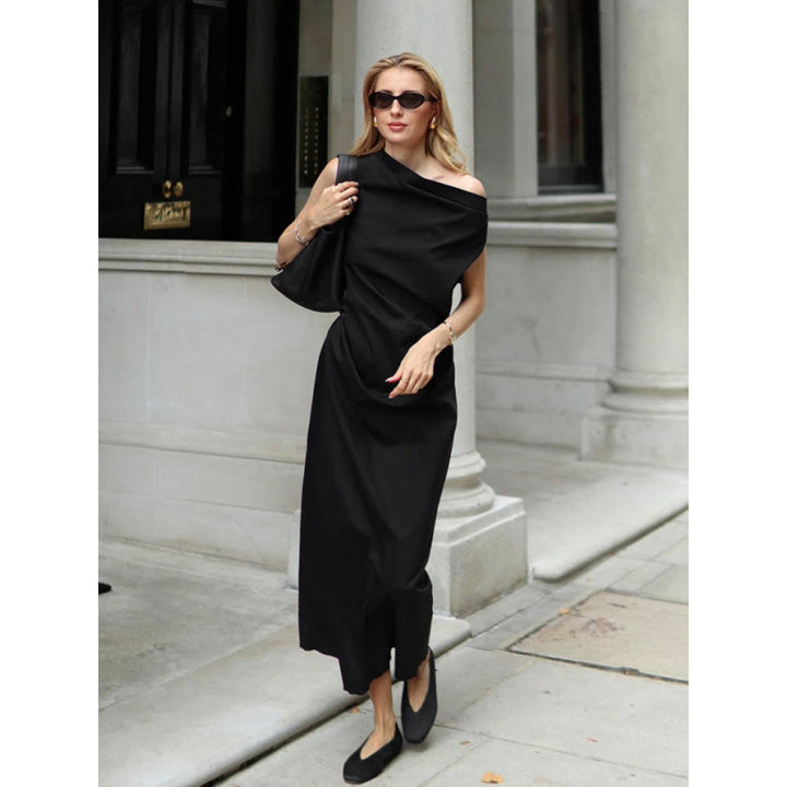 Damen elegantes Wickelkleid mit asymmetrischem Schnitt und schickem Taillendetail Drune