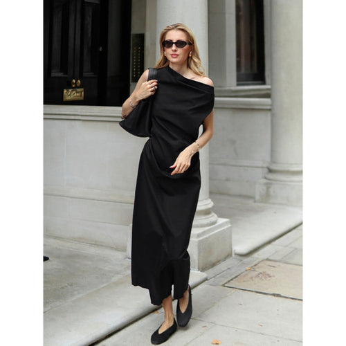 Damen elegantes Wickelkleid mit asymmetrischem Schnitt und schickem Taillendetail Drune