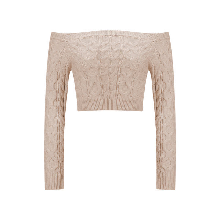 Damen Strickpullover mit Off-Shoulder und attraktivem Zopfmuster Drune