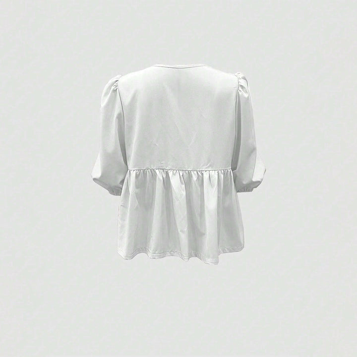 Damen Bluse mit verspielten Rüschendetails und lässigem Schnitt Drune