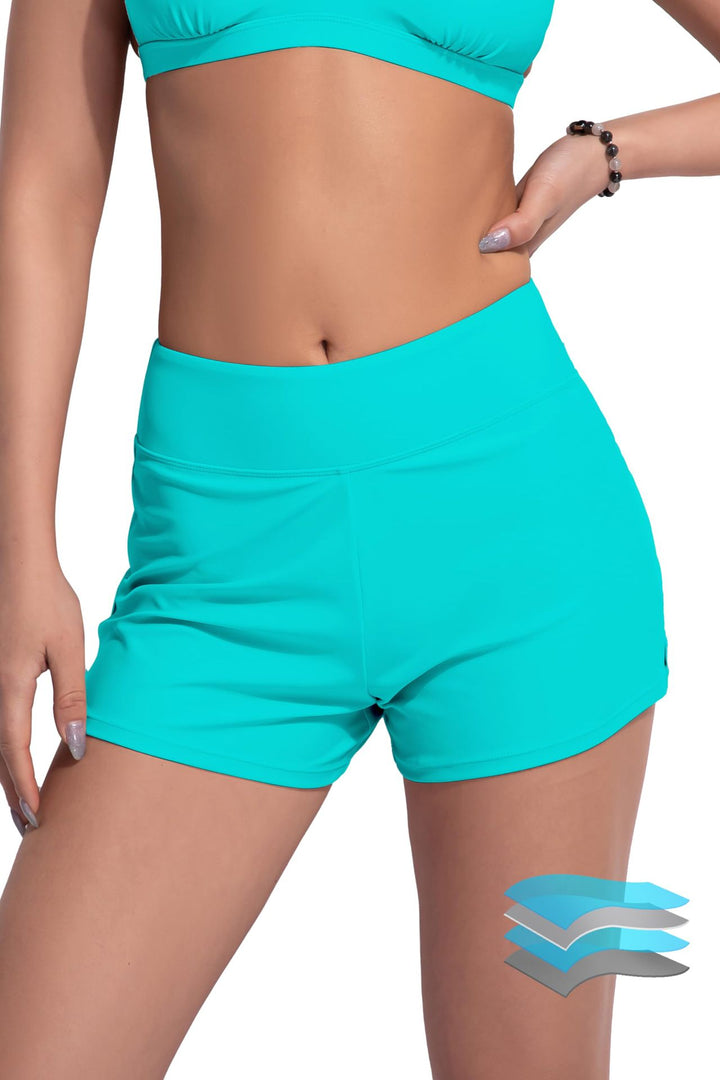 Damen Hochgeschnittene Sport-Badeshorts mit elastischem Bund Drune