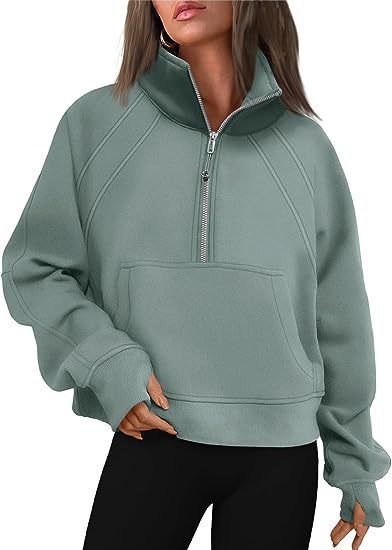 Damen Sportlicher Hoodie mit hohem Kragen Drune
