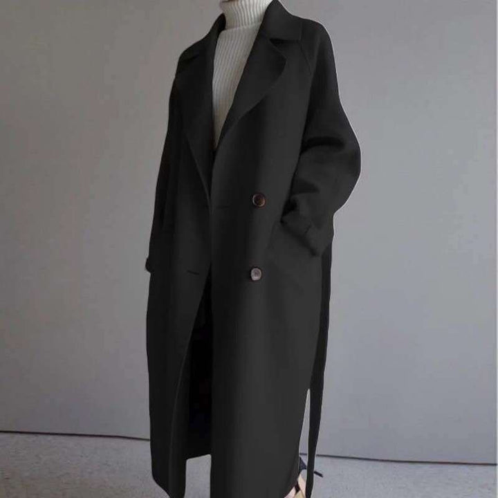 Damen Eleganter warmer Wollmantel mit großzügigem Schnitt Drune