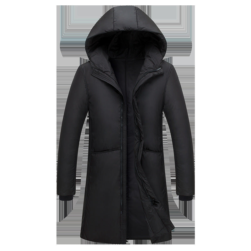 Damen lange Steppjacke mit großzügiger Kapuze und praktischen Taschen Drune