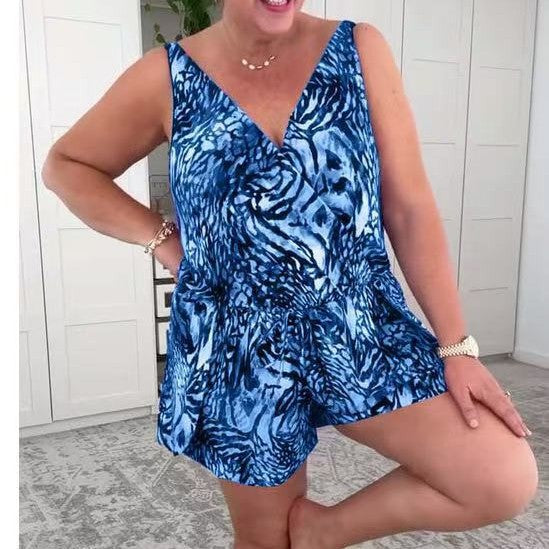 Damen lässiger Overall mit buntem Tiermuster Drune