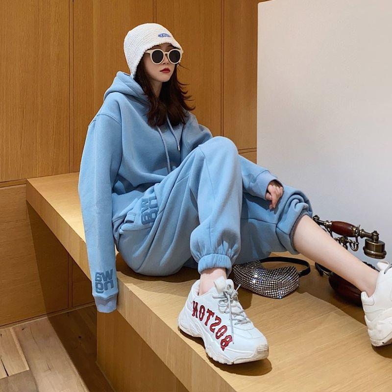 Damen Sportliches Fleece-Hoodie-Set mit weichem Innenfutter Drune