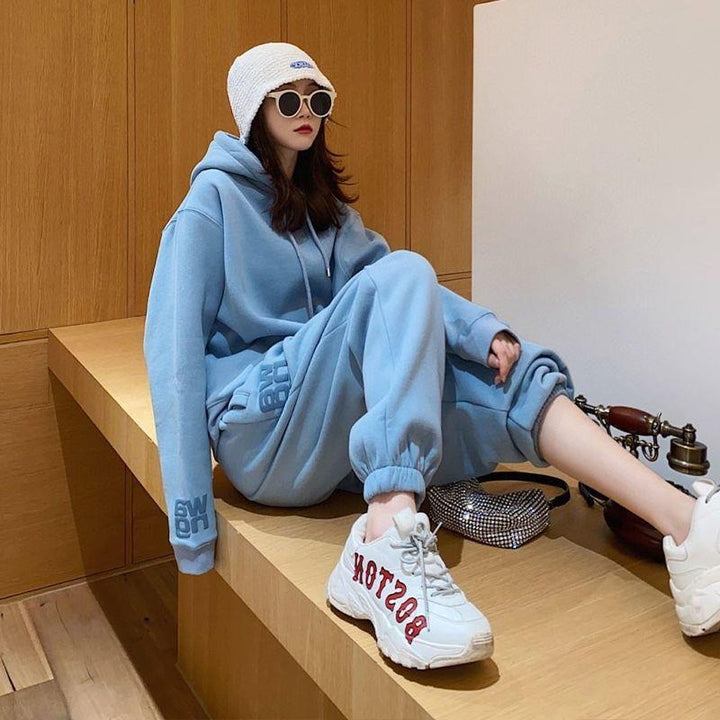 Damen Sportliches Fleece-Hoodie-Set mit weichem Innenfutter Drune