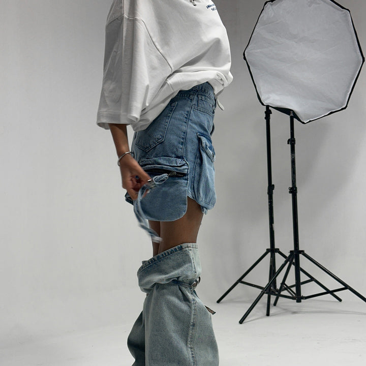 Damen Denimrock mit praktischen Taschen und verstellbarem Bund Drune