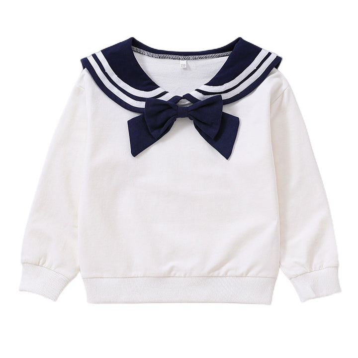 Mädchen Sweatshirt mit maritimem Kragen und dekorativem Schleifendetail Drune