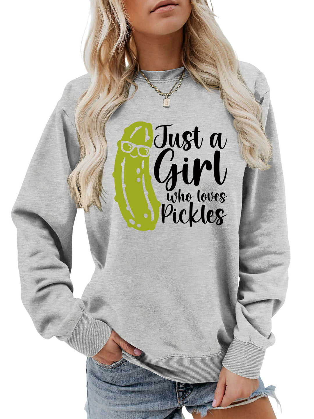 Damen Sweatshirt mit humorvollem Gurkenmotiv und lässigem Schnitt Drune