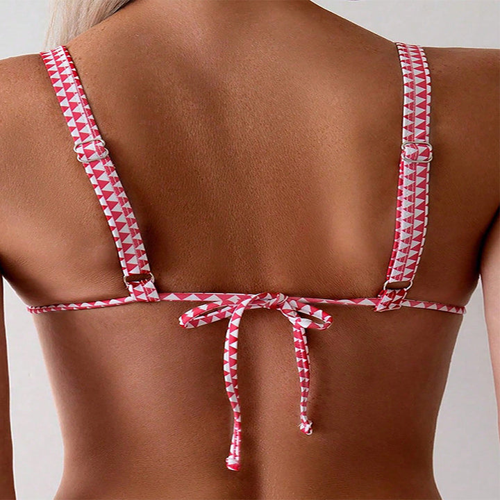 Damen Triangel-Bikini mit floralem Muster und raffinierten Rüschen Drune