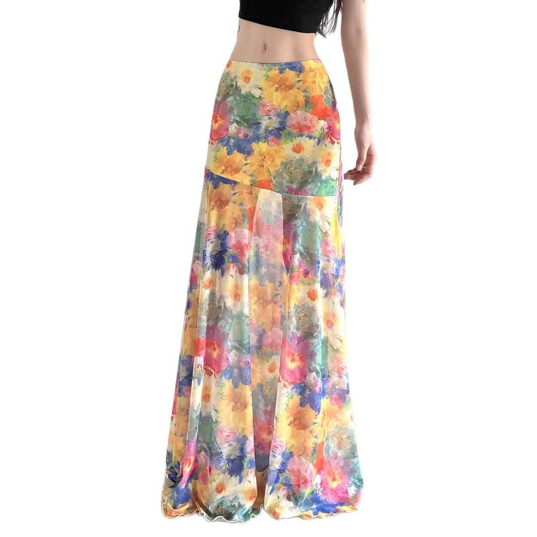 Damen Maxirock mit elegantem Blumenmuster und fließendem Schnitt Drune