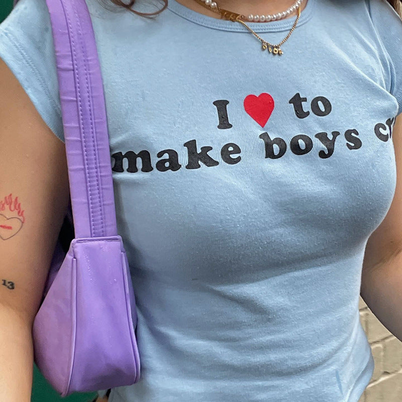 Damen lässiges Grafik-T-Shirt mit kontrastierendem Aufdruck Drune