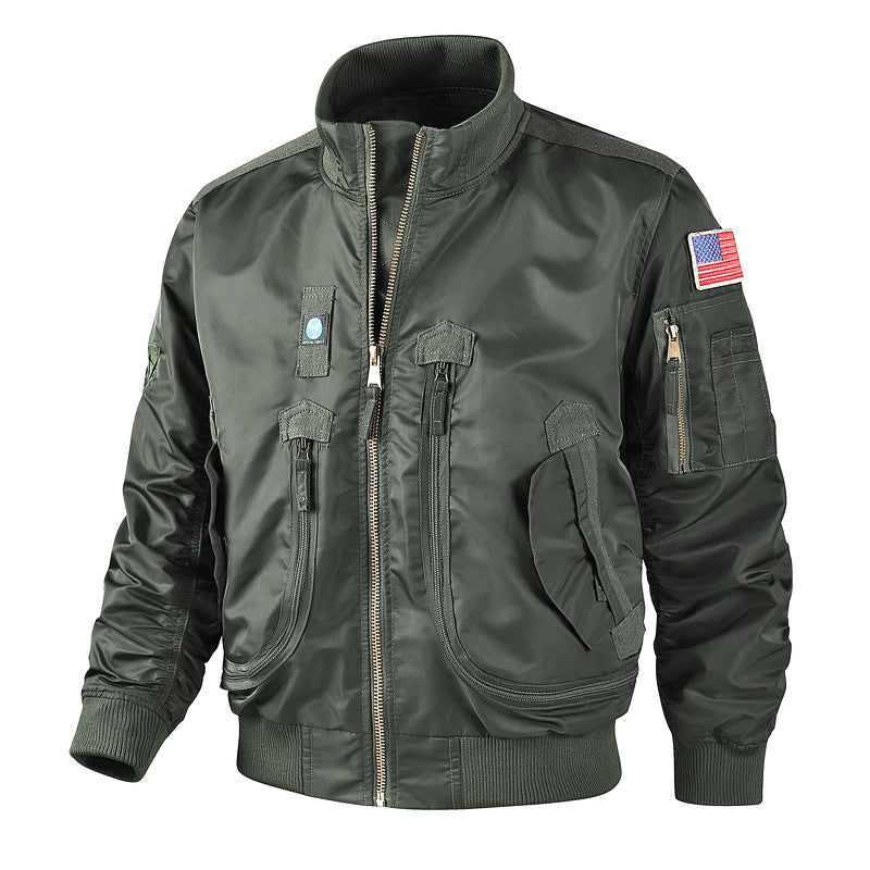 Herren nan klassische Bomberjacke im Pilotendesign mit Multifunktionstaschen und robustem Reißverschluss Drune