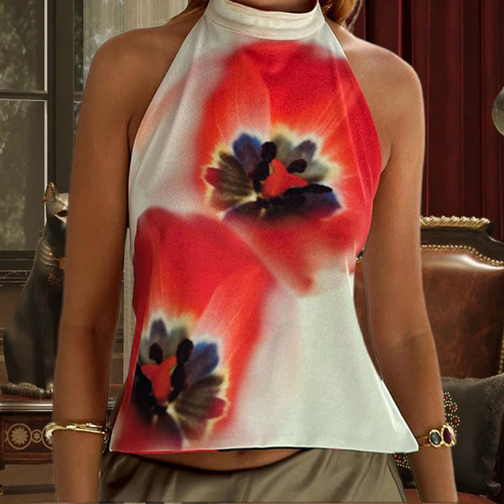 Damen Haltertop mit blühendem Design Drune