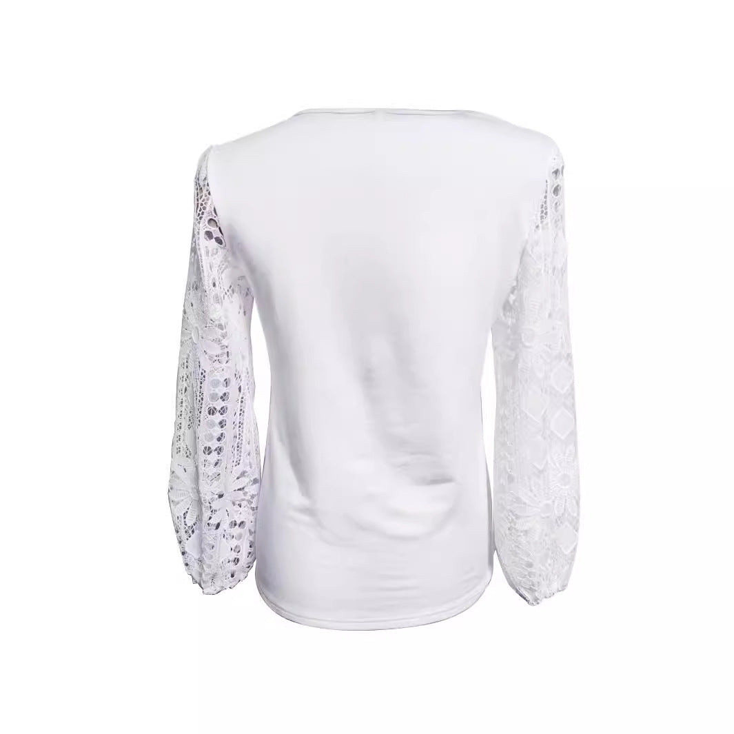 Damen Designer Bluse mit Spitzeneinsätzen und elegantem Schnitt Drune