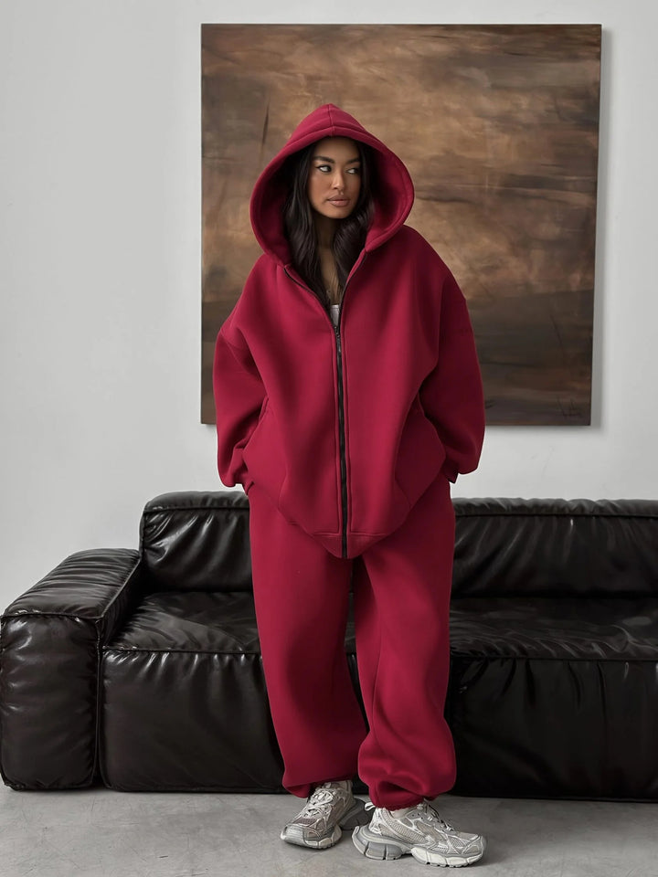Damen weite Hoodie-Jogginghose-Kombination Drune