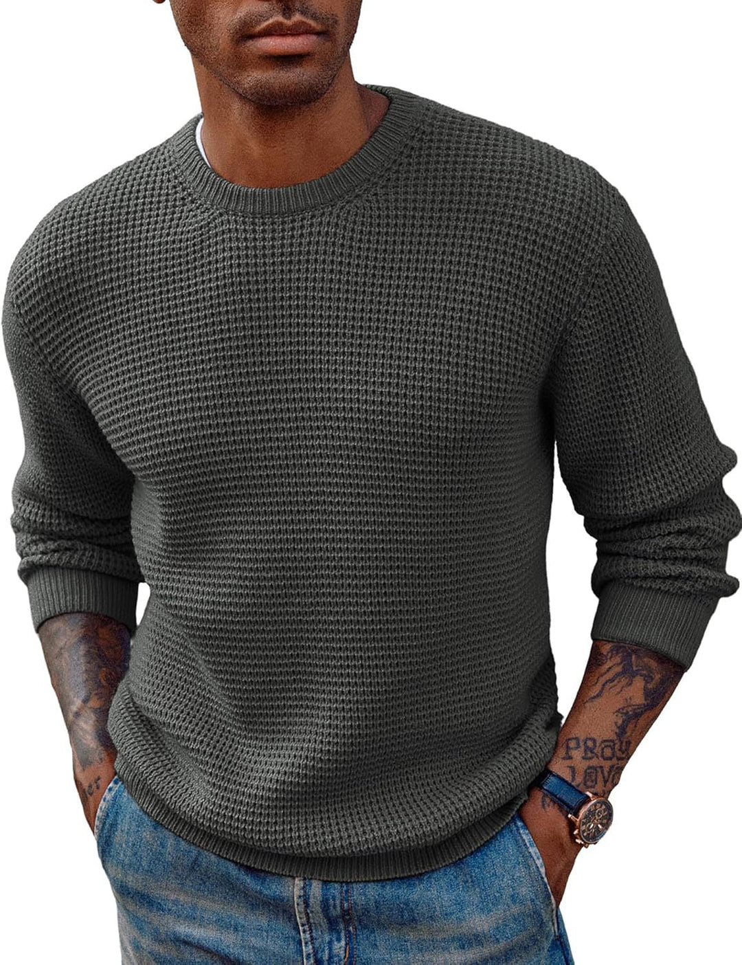 Herren Großer Strickpullover mit strukturiertem Gewebe Drune