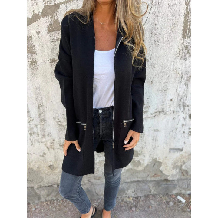 Damen eleganter Jacke mit Reißverschluss und Taschen Drune