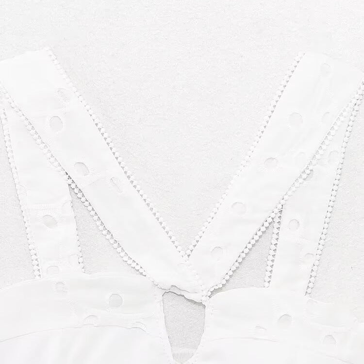 Damen Brokat-Crop-Top mit elegantem Ausschnitt und verzierten Trägern Drune