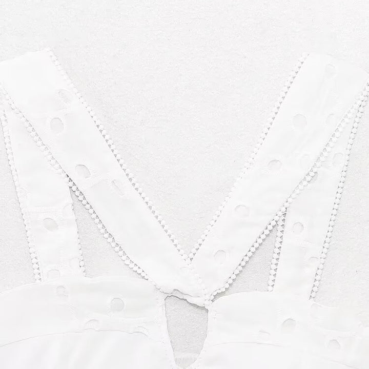 Damen Brokat-Crop-Top mit elegantem Ausschnitt und verzierten Trägern Drune
