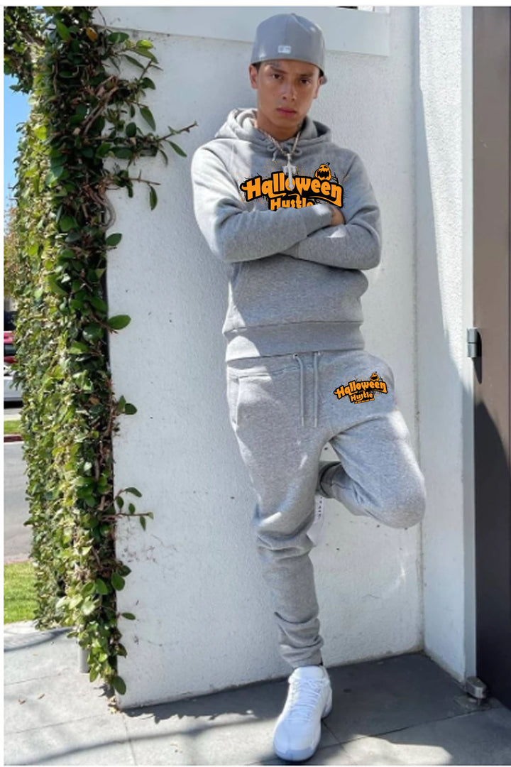 Damen Zweiteiliges Sportanzug mit Halloween-Motiv und bequemen Kängurutaschen Drune