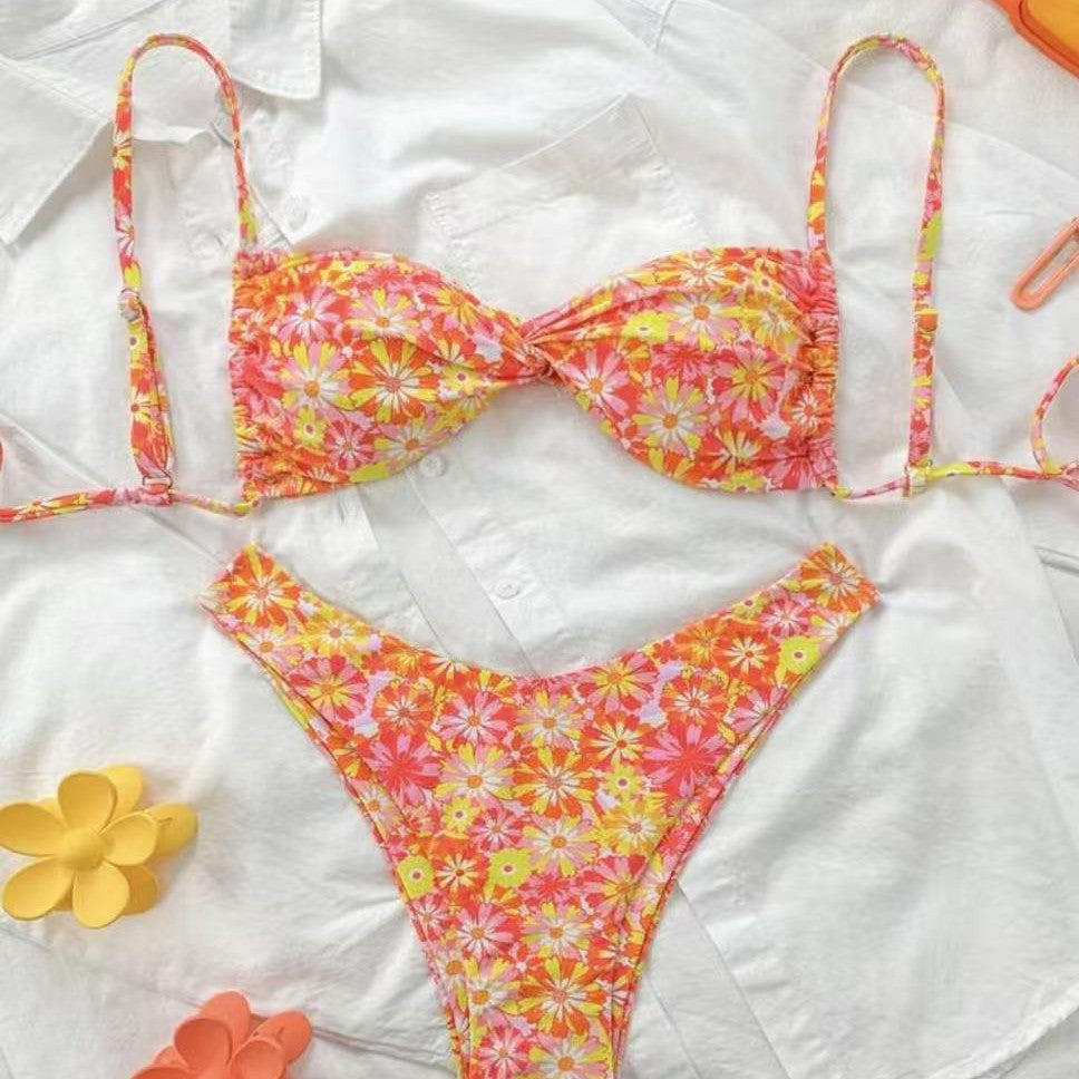 Damen Triangel-Bikini mit floralem Design Drune