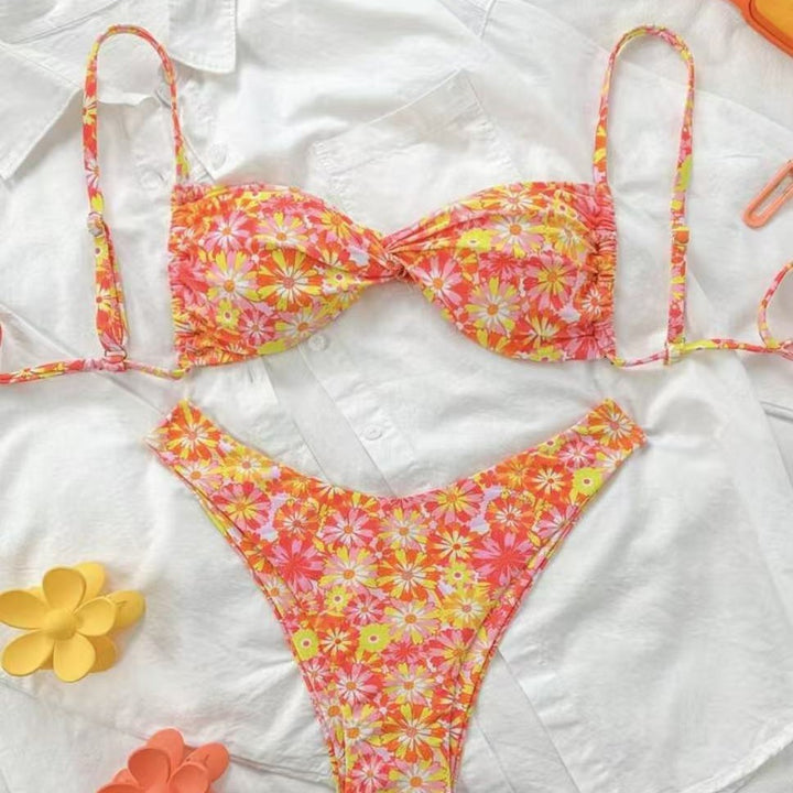 Damen Triangel-Bikini mit floralem Design Drune