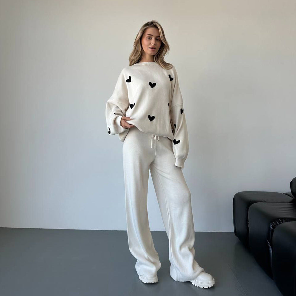 Damen Oversized Pullover mit Herzmotiv Drune