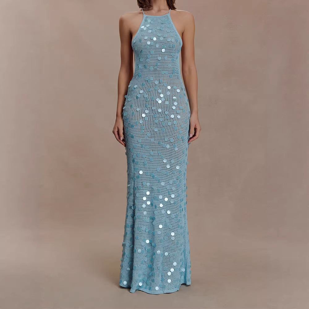 Damen Elegantes Maxikleid mit funkelnden Applikationen Drune