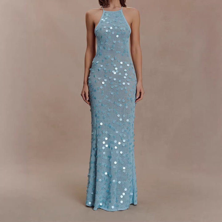Damen Elegantes Maxikleid mit funkelnden Applikationen Drune