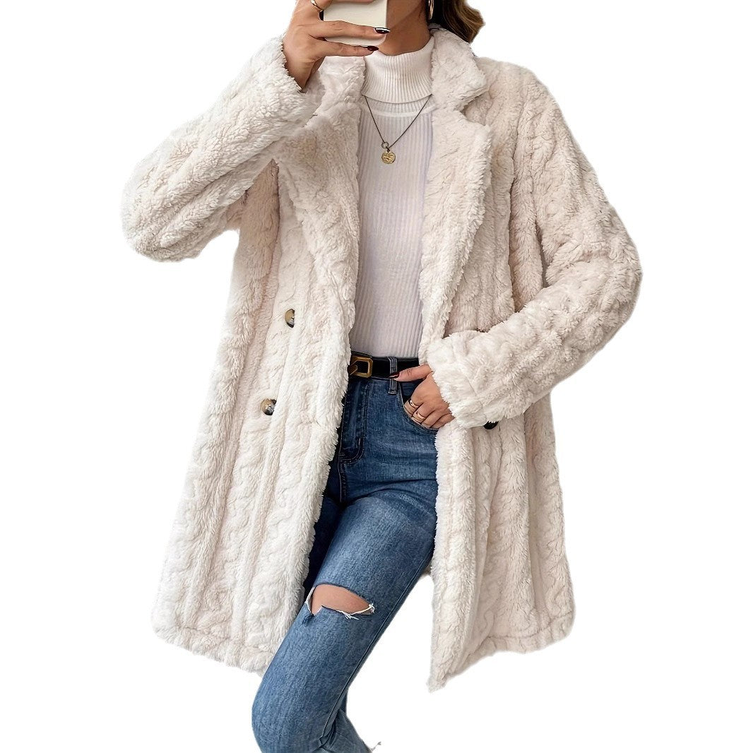 Damen Plüschmantel mit elegantem Schnitt und gemütlicher Innenfutter Drune