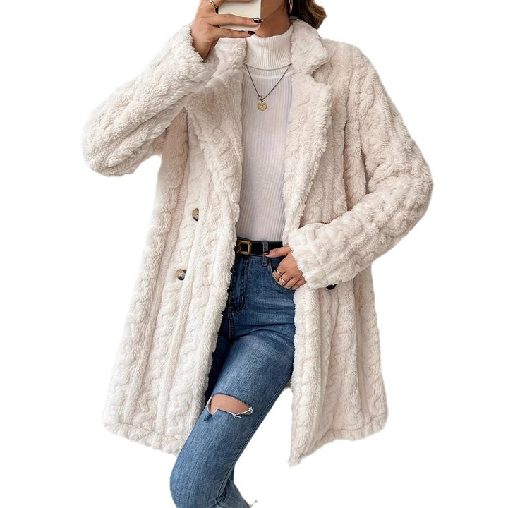 Damen Plüschmantel mit elegantem Schnitt und gemütlicher Innenfutter Drune