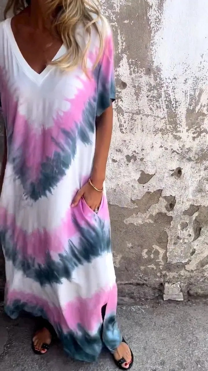 Damen Maxikleid mit lässigem V-Ausschnitt und praktischen Taschen Drune