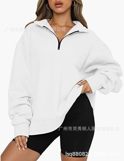 Damen Sportlicher Sweater mit Halbreißverschluss und oversized Passform Drune