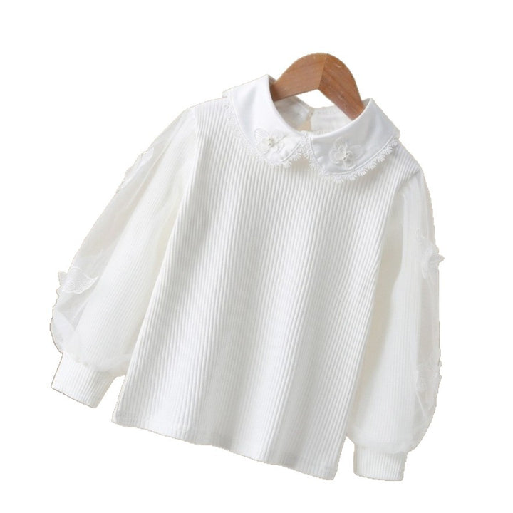 Damen Bluse mit eleganten Puffärmeln und Rüschenkragen Drune