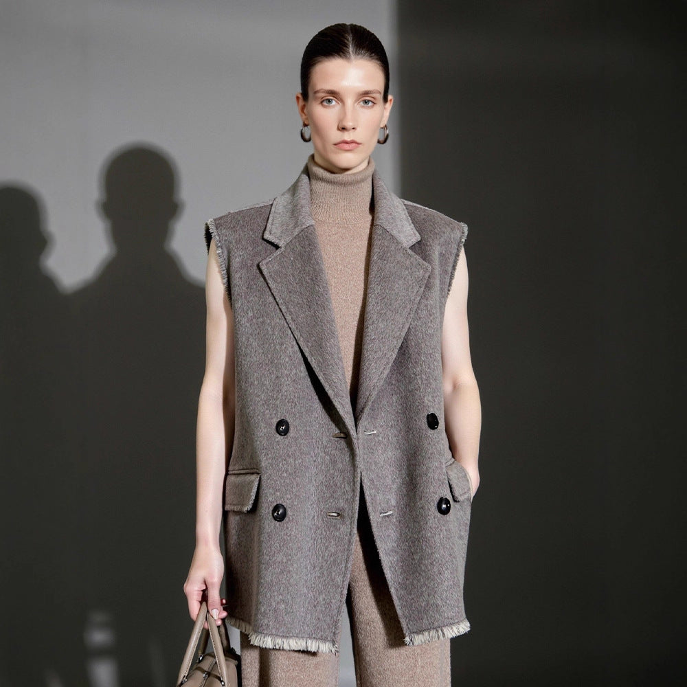 Damen Elegante und lässige Weste mit doppelter Knopfreihe Drune