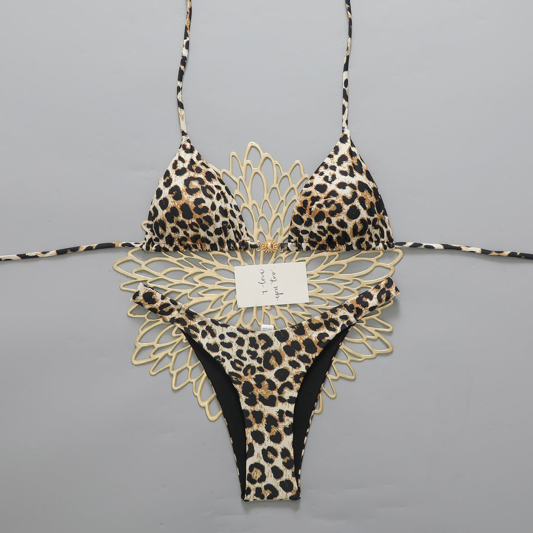 Damen Designer-Bikini mit Leopardenmuster und raffinierten Details Drune