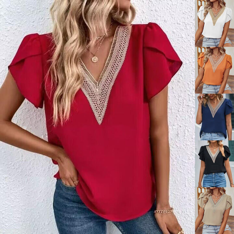 Damen Bluse mit eleganter Spitzenverzierung Drune